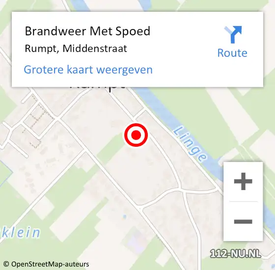 Locatie op kaart van de 112 melding: Brandweer Met Spoed Naar Rumpt, Middenstraat op 19 juni 2017 23:44