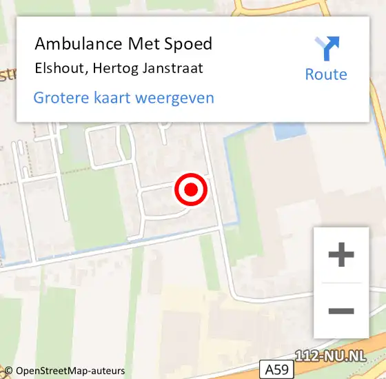 Locatie op kaart van de 112 melding: Ambulance Met Spoed Naar Elshout, Hertog Janstraat op 20 juni 2017 00:13