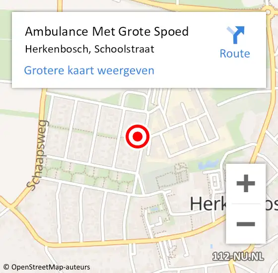 Locatie op kaart van de 112 melding: Ambulance Met Grote Spoed Naar Herkenbosch, Schoolstraat op 20 juni 2017 01:24