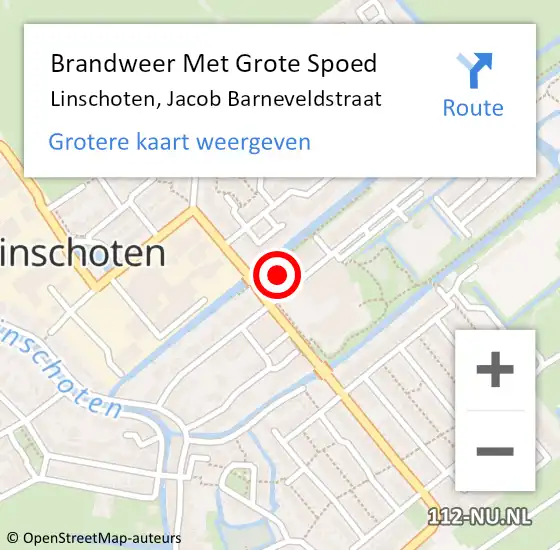 Locatie op kaart van de 112 melding: Brandweer Met Grote Spoed Naar Linschoten, Jacob Barneveldstraat op 20 juni 2017 01:59