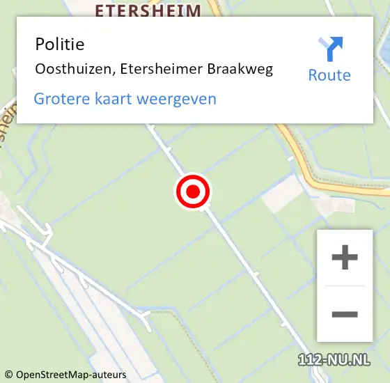 Locatie op kaart van de 112 melding: Politie Oosthuizen, Etersheimer Braakweg op 20 juni 2017 02:11