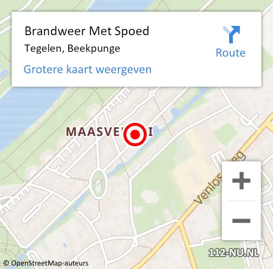 Locatie op kaart van de 112 melding: Brandweer Met Spoed Naar Tegelen, Beekpunge op 20 juni 2017 02:43