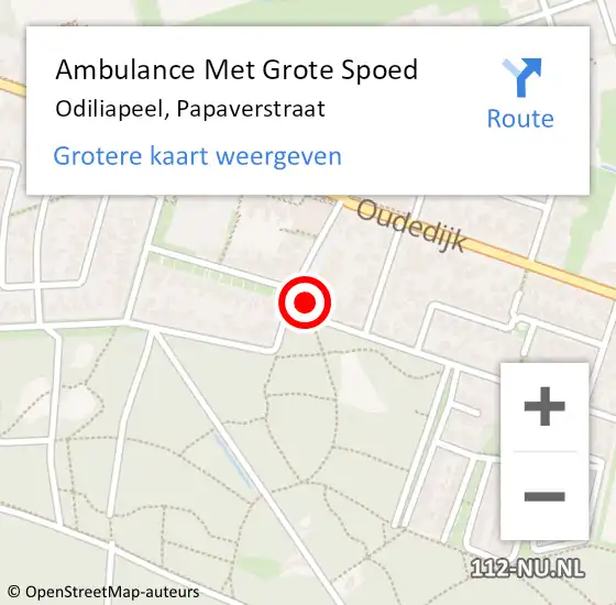 Locatie op kaart van de 112 melding: Ambulance Met Grote Spoed Naar Odiliapeel, Papaverstraat op 20 juni 2017 03:57