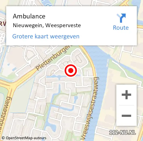 Locatie op kaart van de 112 melding: Ambulance Nieuwegein, Weesperveste op 20 juni 2017 04:04