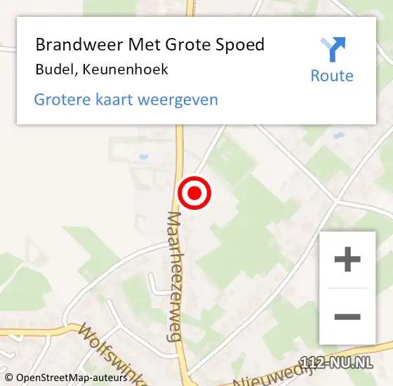 Locatie op kaart van de 112 melding: Brandweer Met Grote Spoed Naar Budel, Keunenhoek op 20 juni 2017 06:25