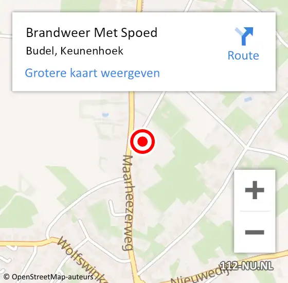 Locatie op kaart van de 112 melding: Brandweer Met Spoed Naar Budel, Keunenhoek op 20 juni 2017 06:47