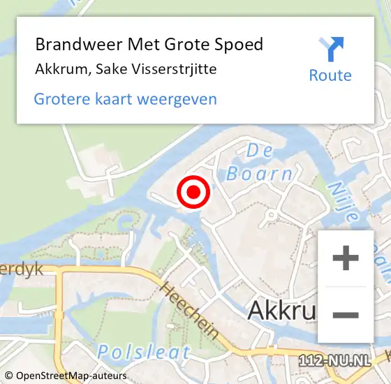 Locatie op kaart van de 112 melding: Brandweer Met Grote Spoed Naar Akkrum, Sake Visserstrjitte op 20 juni 2017 06:52