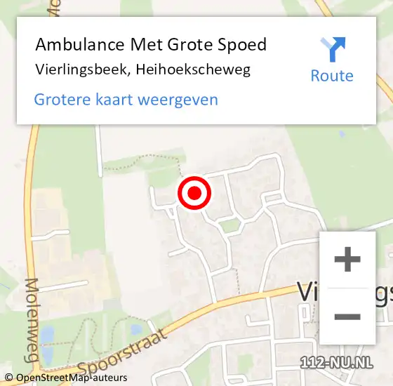 Locatie op kaart van de 112 melding: Ambulance Met Grote Spoed Naar Vierlingsbeek, Heihoekscheweg op 20 juni 2017 08:20