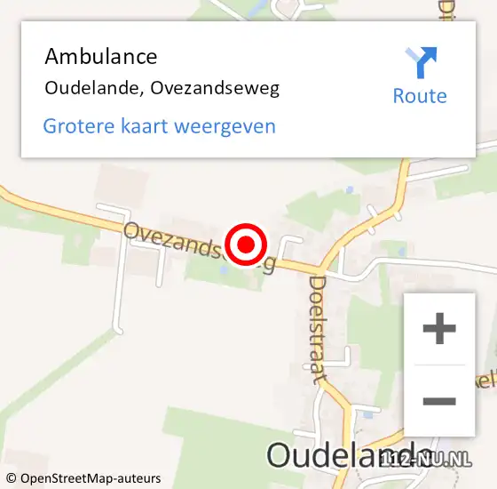 Locatie op kaart van de 112 melding: Ambulance Oudelande, Ovezandseweg op 20 juni 2017 08:53