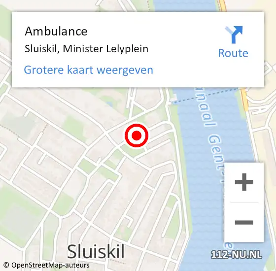 Locatie op kaart van de 112 melding: Ambulance Sluiskil, Minister Lelyplein op 20 juni 2017 08:59