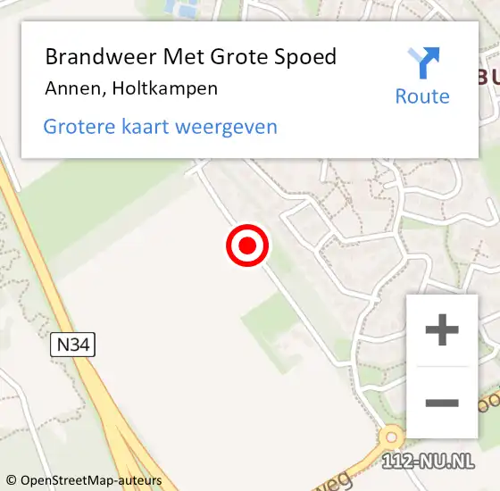 Locatie op kaart van de 112 melding: Brandweer Met Grote Spoed Naar Annen, Holtkampen op 20 juni 2017 09:07