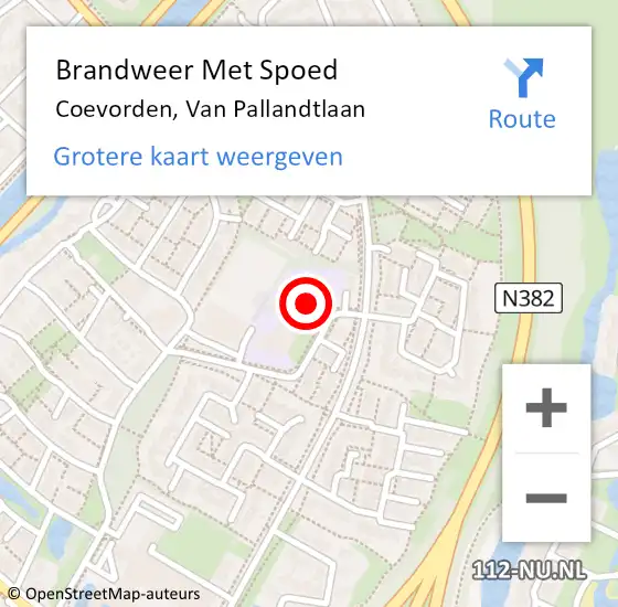 Locatie op kaart van de 112 melding: Brandweer Met Spoed Naar Coevorden, Van Pallandtlaan op 24 januari 2014 12:17