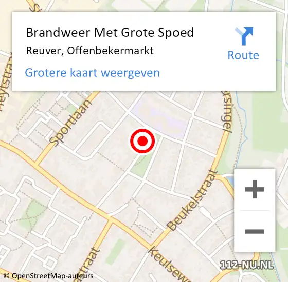 Locatie op kaart van de 112 melding: Brandweer Met Grote Spoed Naar Reuver, Offenbekermarkt op 20 juni 2017 09:24