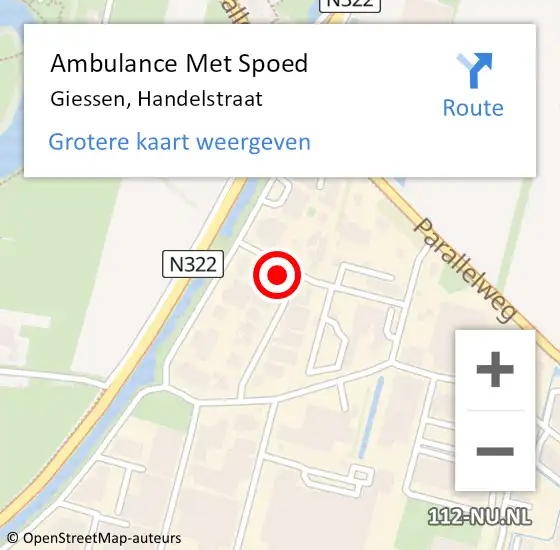 Locatie op kaart van de 112 melding: Ambulance Met Spoed Naar Giessen, Handelstraat op 20 juni 2017 10:05