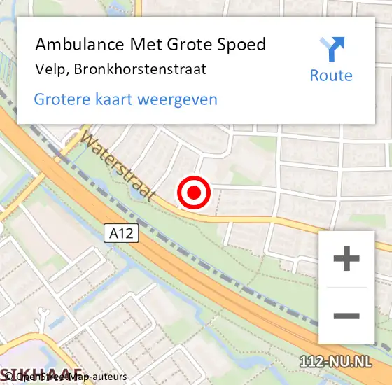 Locatie op kaart van de 112 melding: Ambulance Met Grote Spoed Naar Velp, Bronkhorstenstraat op 20 juni 2017 10:32