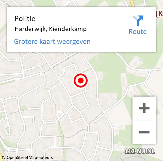 Locatie op kaart van de 112 melding: Politie Harderwijk, Kienderkamp op 20 juni 2017 11:02