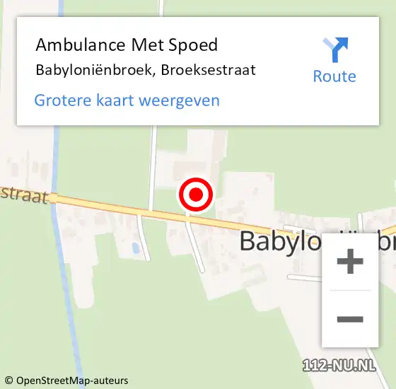 Locatie op kaart van de 112 melding: Ambulance Met Spoed Naar Babyloniënbroek, Broeksestraat op 20 juni 2017 11:12