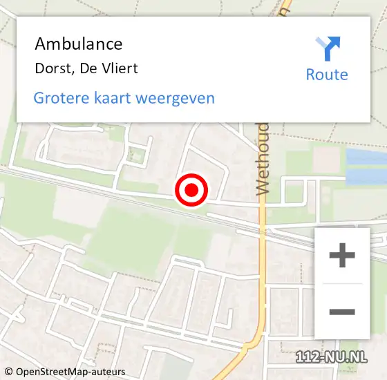 Locatie op kaart van de 112 melding: Ambulance Dorst, De Vliert op 20 juni 2017 11:17