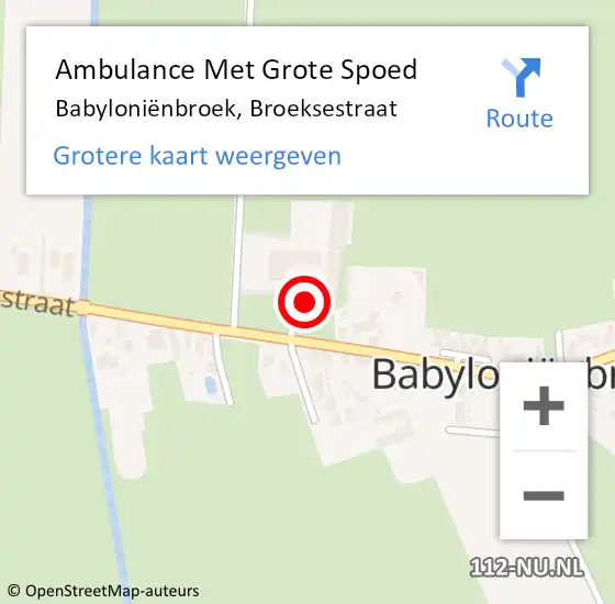 Locatie op kaart van de 112 melding: Ambulance Met Grote Spoed Naar Babyloniënbroek, Broeksestraat op 20 juni 2017 11:41