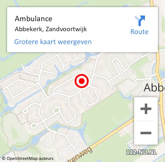 Locatie op kaart van de 112 melding: Ambulance Abbekerk, Zandvoortwijk op 20 juni 2017 13:00