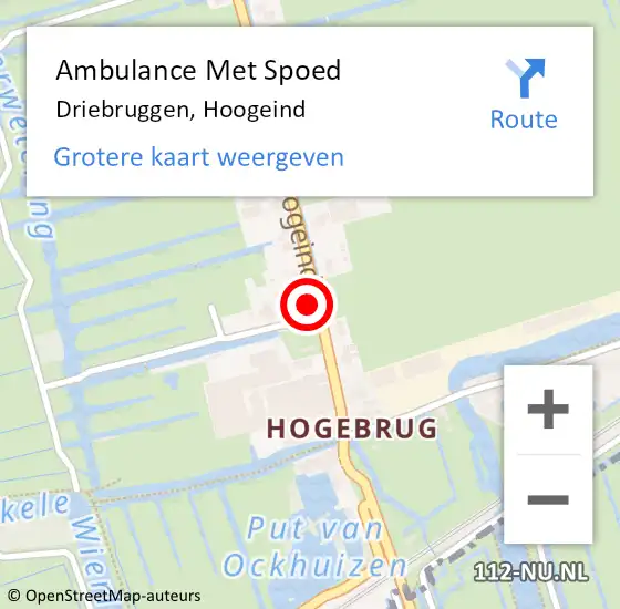 Locatie op kaart van de 112 melding: Ambulance Met Spoed Naar Driebruggen, Hoogeind op 20 juni 2017 13:02