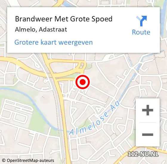 Locatie op kaart van de 112 melding: Brandweer Met Grote Spoed Naar Almelo, Adastraat op 20 juni 2017 13:27