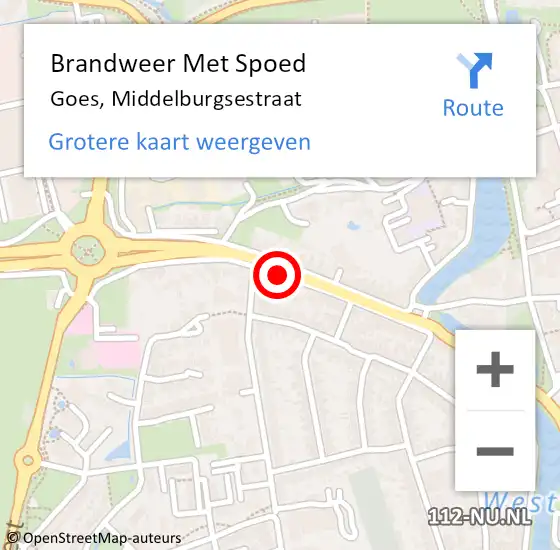 Locatie op kaart van de 112 melding: Brandweer Met Spoed Naar Goes, Middelburgsestraat op 20 juni 2017 13:48