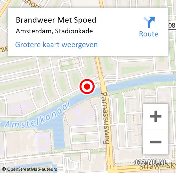 Locatie op kaart van de 112 melding: Brandweer Met Spoed Naar Amsterdam, Stadionkade op 20 juni 2017 14:06