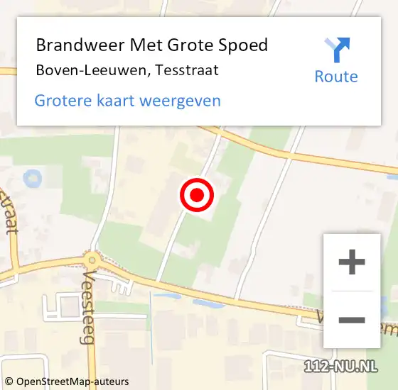 Locatie op kaart van de 112 melding: Brandweer Met Grote Spoed Naar Boven-Leeuwen, Tesstraat op 20 juni 2017 14:23