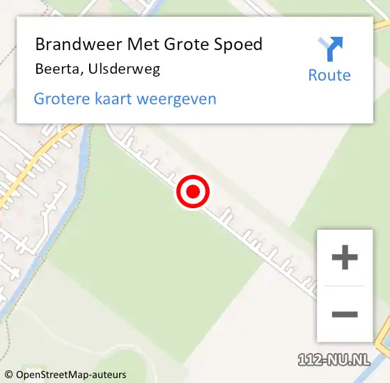 Locatie op kaart van de 112 melding: Brandweer Met Grote Spoed Naar Beerta, Ulsderweg op 20 juni 2017 14:24