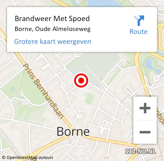 Locatie op kaart van de 112 melding: Brandweer Met Spoed Naar Borne, Oude Almeloseweg op 20 juni 2017 14:26