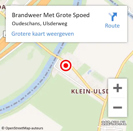 Locatie op kaart van de 112 melding: Brandweer Met Grote Spoed Naar Oudeschans, Ulsderweg op 20 juni 2017 14:28