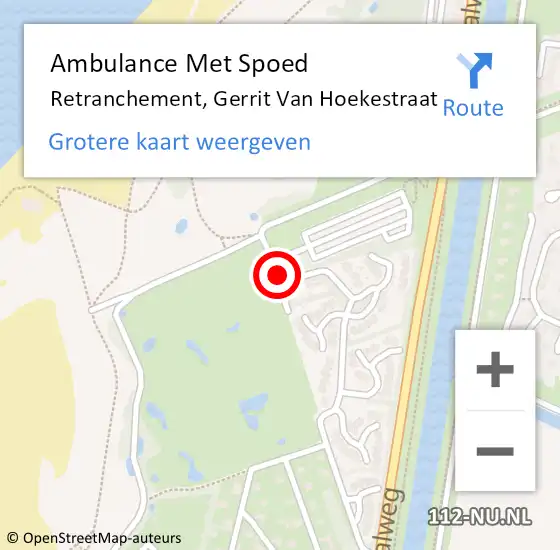 Locatie op kaart van de 112 melding: Ambulance Met Spoed Naar Retranchement, Gerrit Van Hoekestraat op 20 juni 2017 15:00