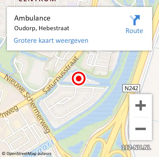 Locatie op kaart van de 112 melding: Ambulance Oudorp, Hebestraat op 20 juni 2017 15:39