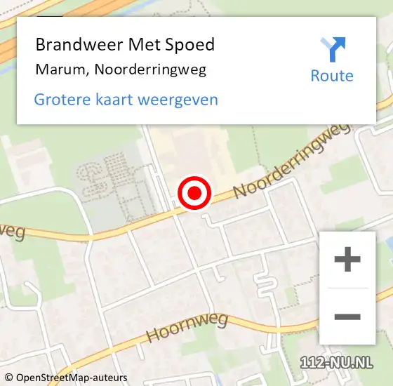 Locatie op kaart van de 112 melding: Brandweer Met Spoed Naar Marum, Noorderringweg op 20 juni 2017 15:40