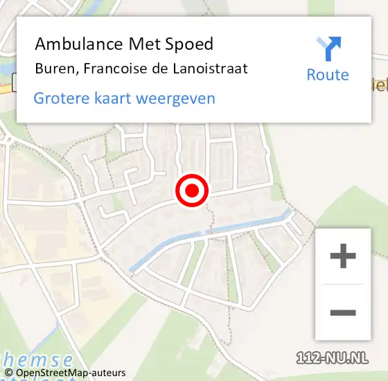 Locatie op kaart van de 112 melding: Ambulance Met Spoed Naar Buren, Francoise de Lanoistraat op 24 januari 2014 13:01