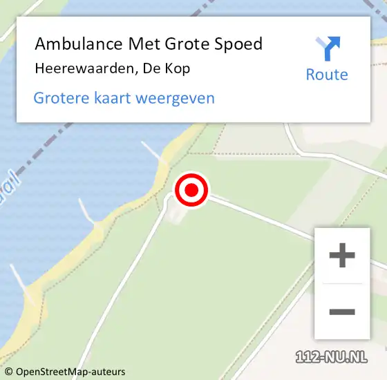 Locatie op kaart van de 112 melding: Ambulance Met Grote Spoed Naar Heerewaarden, De Kop op 20 juni 2017 16:10