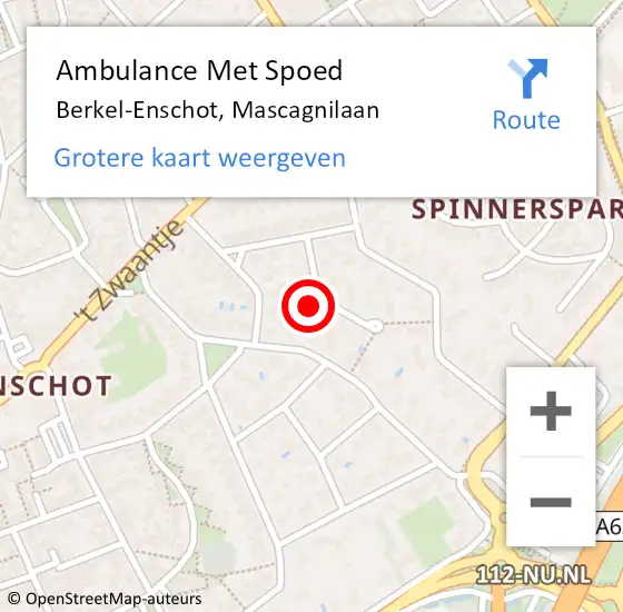 Locatie op kaart van de 112 melding: Ambulance Met Spoed Naar Berkel-Enschot, Mascagnilaan op 20 juni 2017 16:22