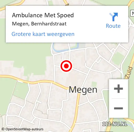 Locatie op kaart van de 112 melding: Ambulance Met Spoed Naar Megen, Bernhardstraat op 20 juni 2017 16:26