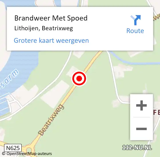 Locatie op kaart van de 112 melding: Brandweer Met Spoed Naar Lithoijen, Beatrixweg op 20 juni 2017 16:41