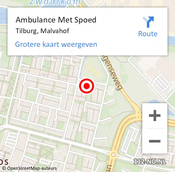 Locatie op kaart van de 112 melding: Ambulance Met Spoed Naar Tilburg, Malvahof op 20 juni 2017 17:06