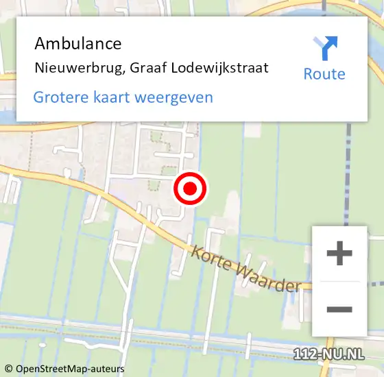 Locatie op kaart van de 112 melding: Ambulance Nieuwerbrug, Graaf Lodewijkstraat op 20 juni 2017 17:18