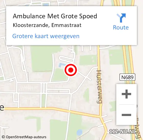 Locatie op kaart van de 112 melding: Ambulance Met Grote Spoed Naar Kloosterzande, Emmastraat op 20 juni 2017 17:26