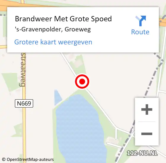 Locatie op kaart van de 112 melding: Brandweer Met Grote Spoed Naar 's-Gravenpolder, Groeweg op 20 juni 2017 17:48