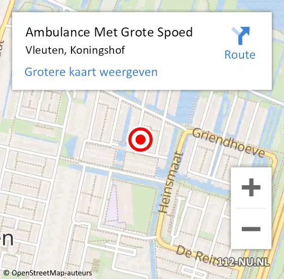 Locatie op kaart van de 112 melding: Ambulance Met Grote Spoed Naar Vleuten, Koningshof op 20 juni 2017 17:59