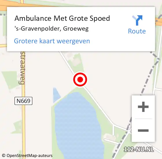 Locatie op kaart van de 112 melding: Ambulance Met Grote Spoed Naar 's-Gravenpolder, Groeweg op 20 juni 2017 17:59