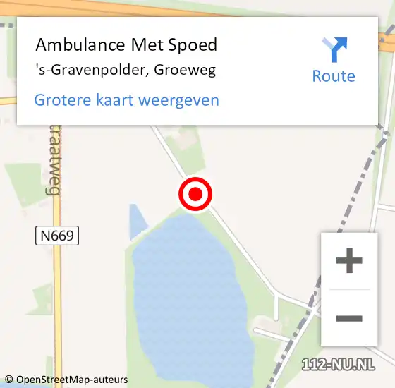 Locatie op kaart van de 112 melding: Ambulance Met Spoed Naar 's-Gravenpolder, Groeweg op 20 juni 2017 17:59