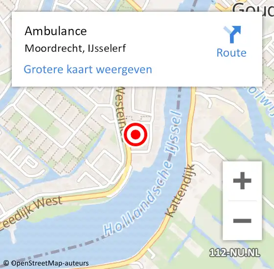 Locatie op kaart van de 112 melding: Ambulance Moordrecht, IJsselerf op 20 juni 2017 18:34