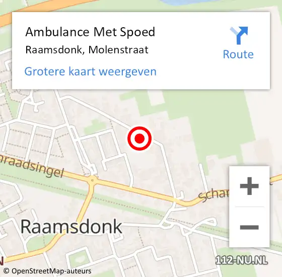 Locatie op kaart van de 112 melding: Ambulance Met Spoed Naar Raamsdonk, Molenstraat op 20 juni 2017 20:04