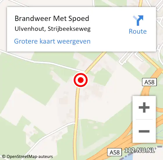 Locatie op kaart van de 112 melding: Brandweer Met Spoed Naar Ulvenhout, Strijbeekseweg op 20 juni 2017 20:33